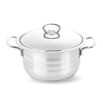 Stainless Steel Striped Pot with handle