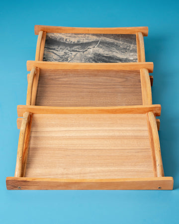 Charm wooden handle serving tray