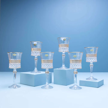 Multi-Gild Crystal Goblet Set