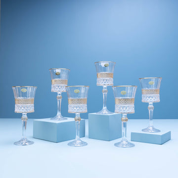 Multi-Gild Crystal Goblet Set