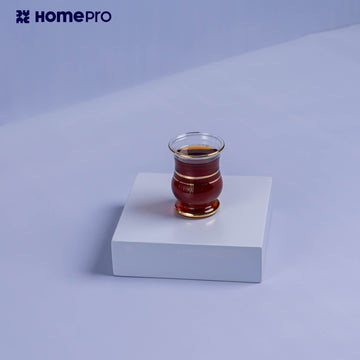 كوب قهوة زجاجي ذهبي