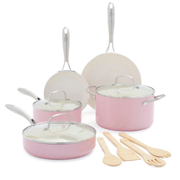 GreenLife Cookware & Utensils Set 12 PC Ceramic Non-Stick PFAS