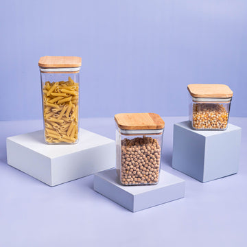 Acrylic Wood Square Container Set