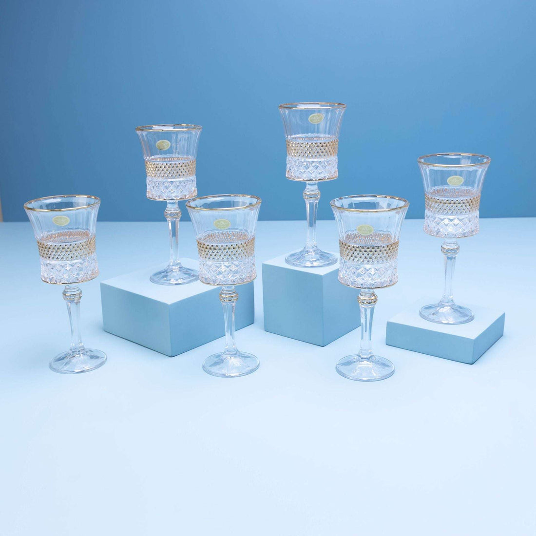 Multi-Gild Crystal Goblet Set
