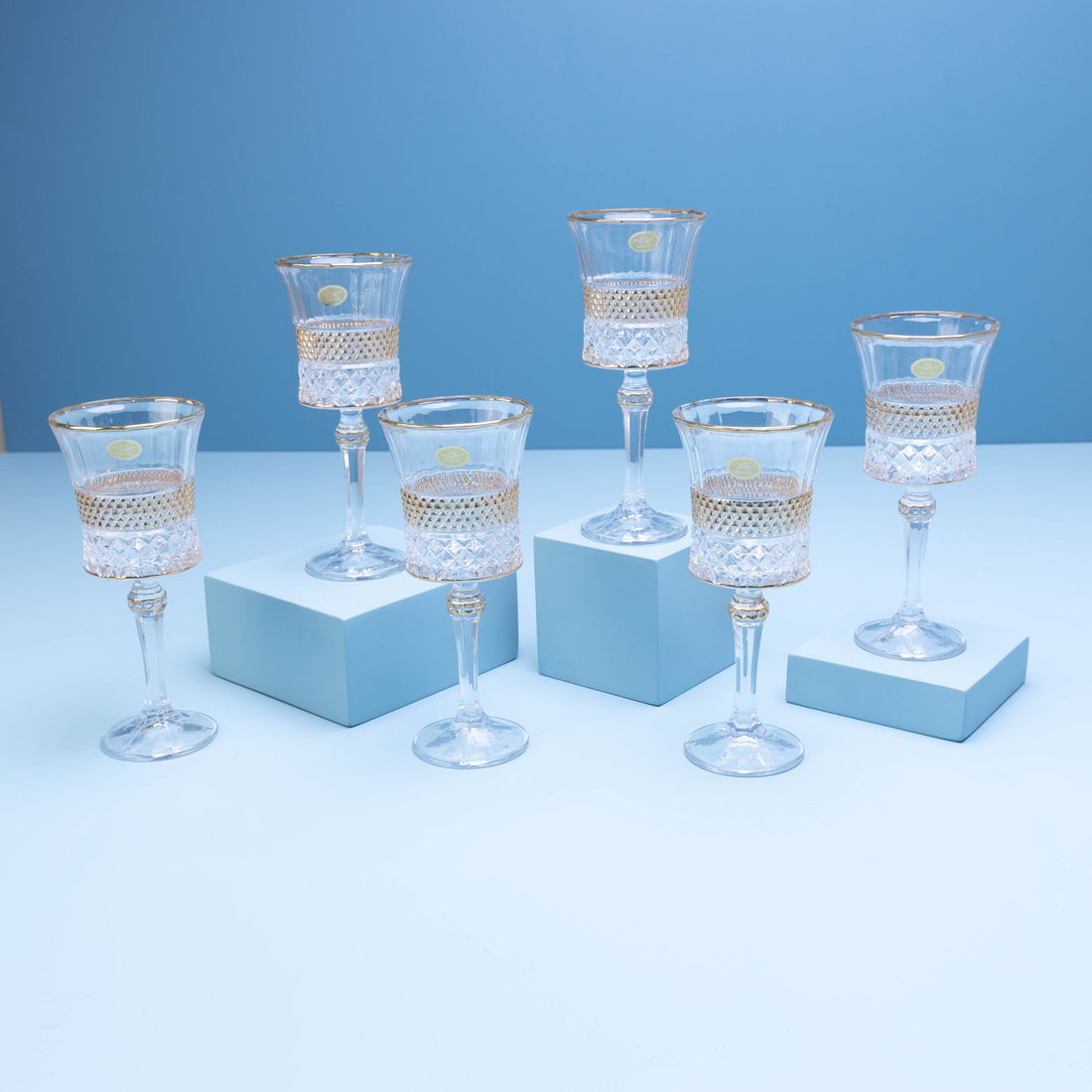 Multi-Gild Crystal Goblet Set