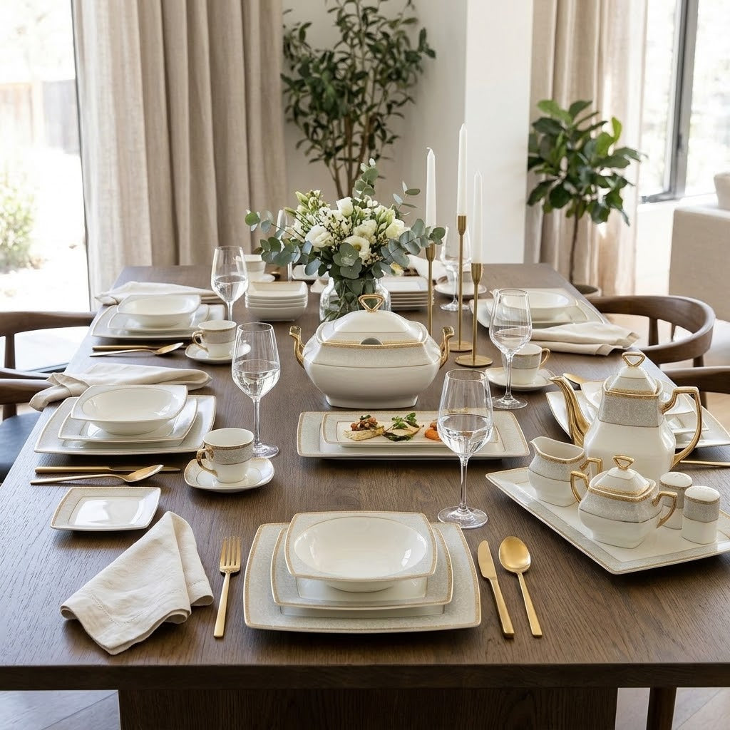 62-Pieces Nordic Square Dinnerware Set