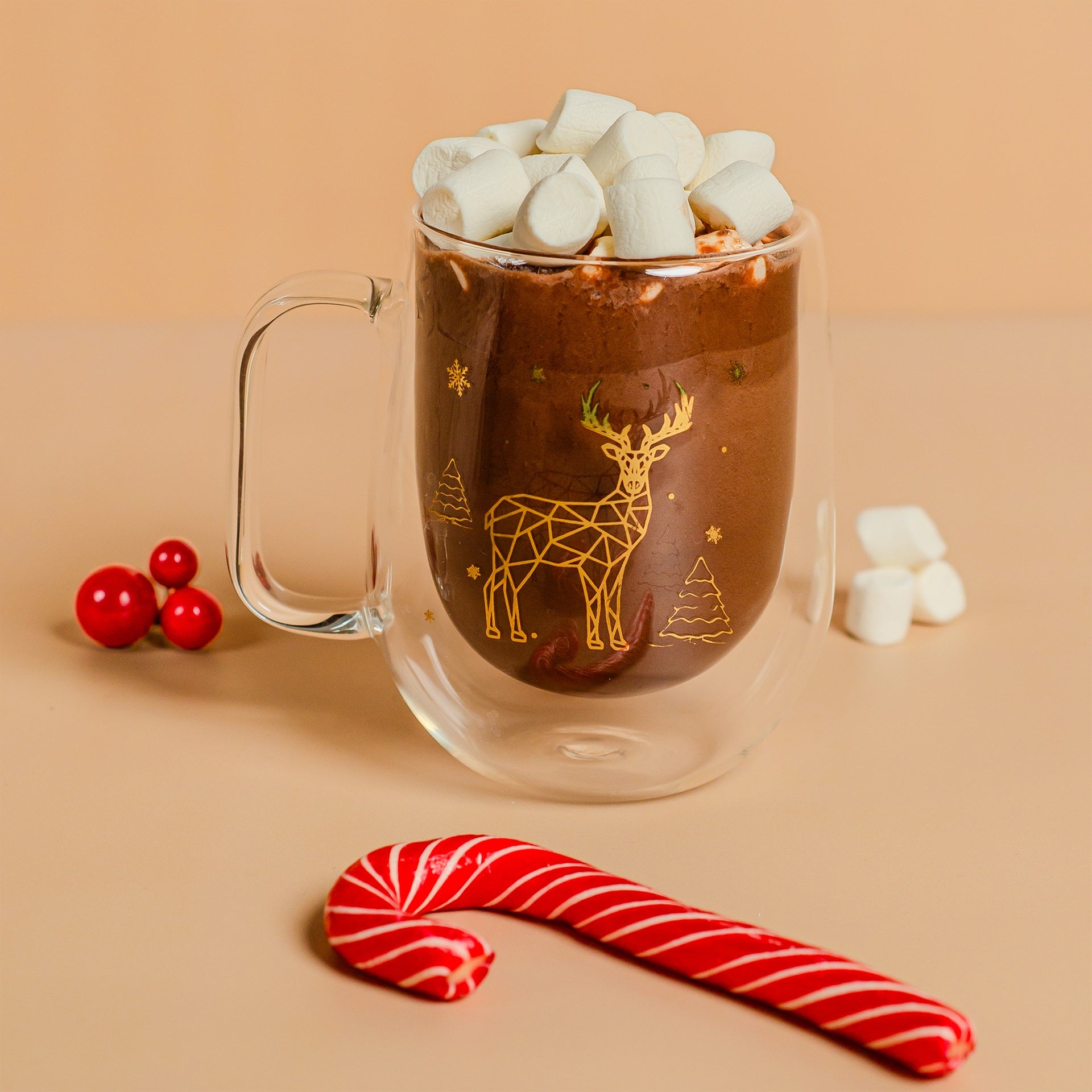 كوب زجاجي مزدوج لعيد الميلاد