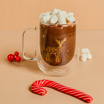 كوب زجاجي مزدوج لعيد الميلاد