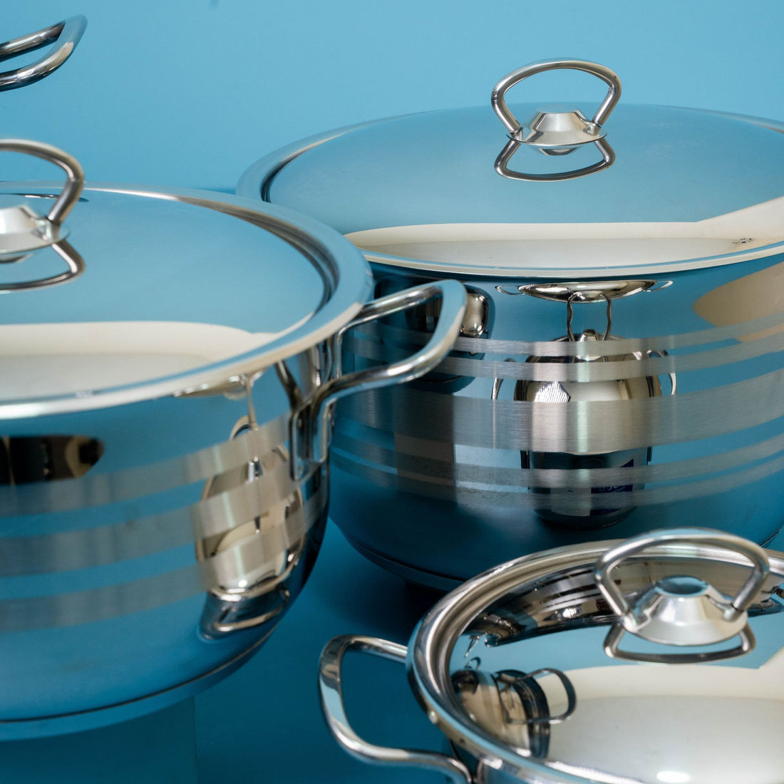 10-Piece Striped Cookware Set with Steel Handle