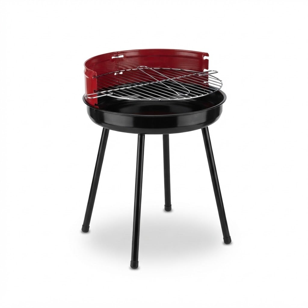 Black Round Charcoal Grill with Wind Shield