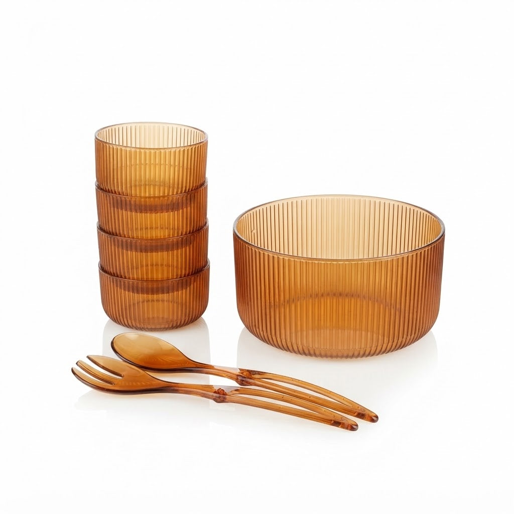 HP-AI-white Crunch-Ready Ribbed Salad Bowls Set