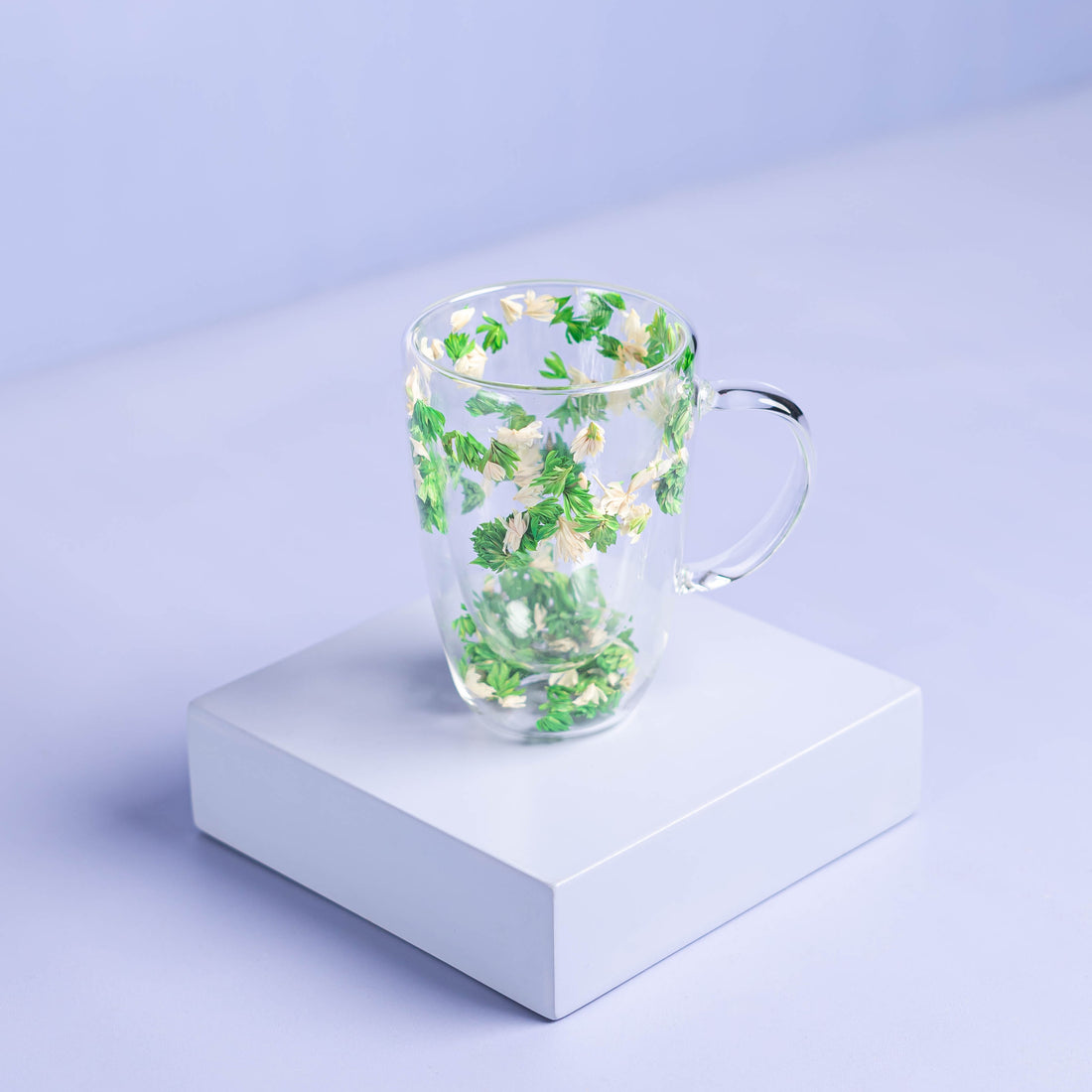 Flower Double Glass Mug