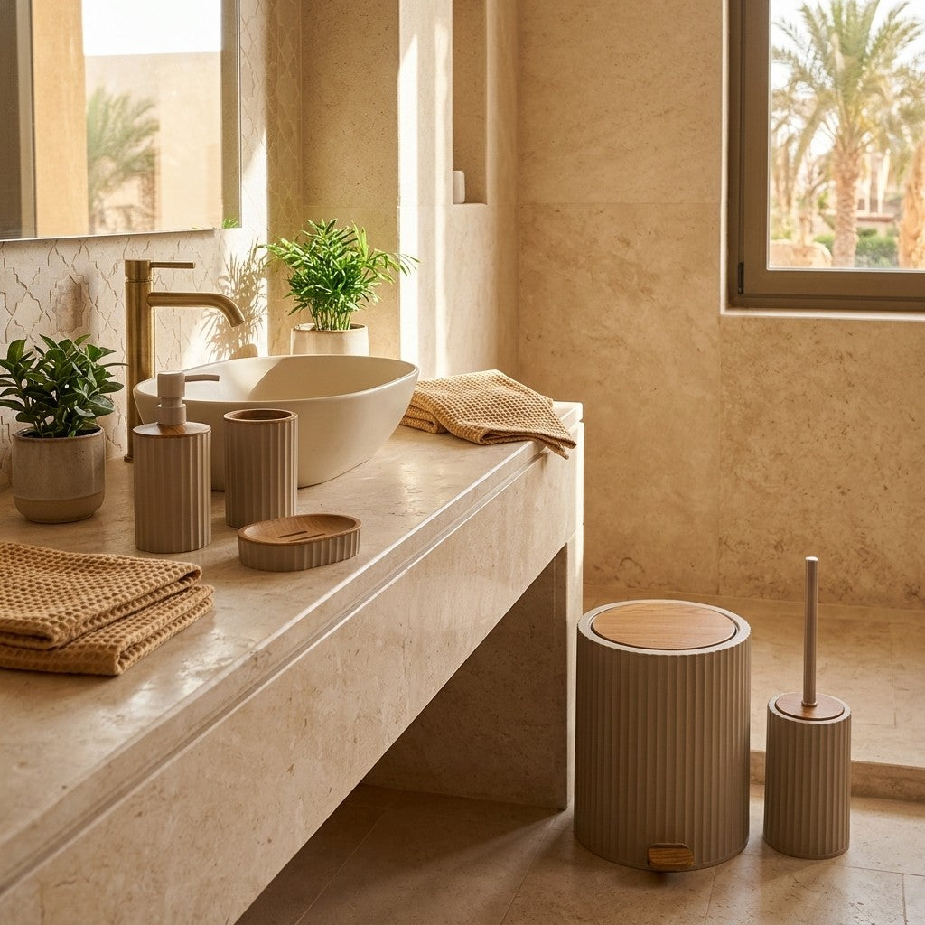 HP-AI-lifestyle Ribbed Bathroom Series 5-Piece Set