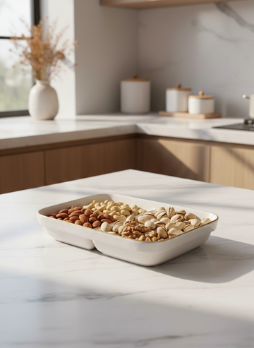 Minimal White Double Snack Dish