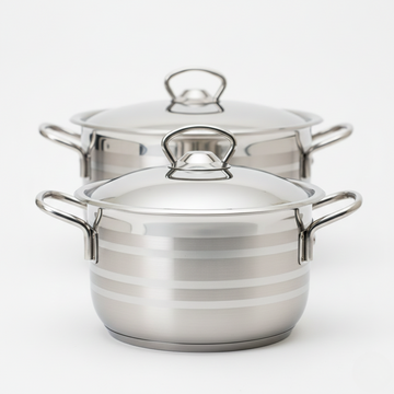 Stainless Steel Striped Pot with handle