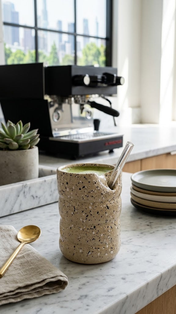 Speckled Beige Pottery Mug