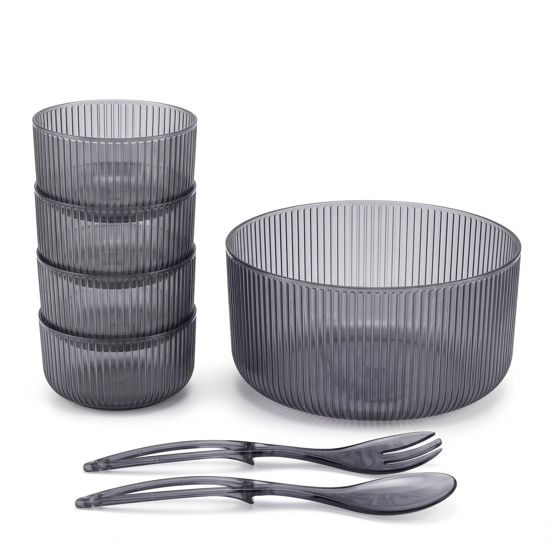 HP-AI-white Crunch-Ready Ribbed Salad Bowls Set
