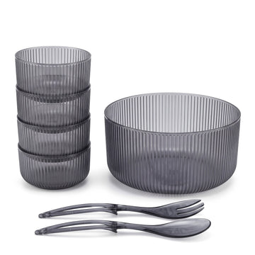 HP-AI-white Crunch-Ready Ribbed Salad Bowls Set