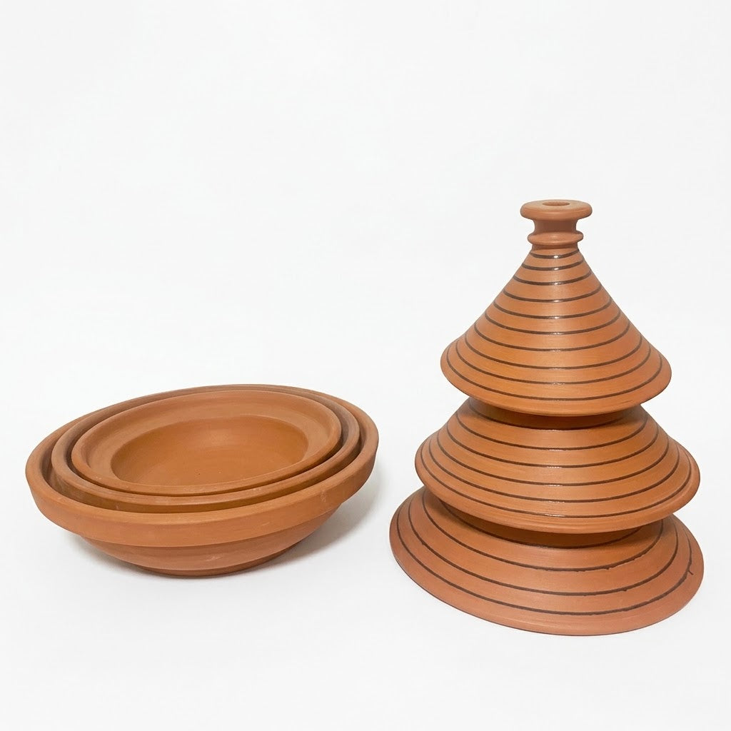 3-Piece Artisan Pottery Tagine Set