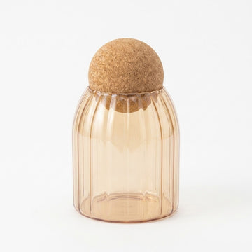 Sunlit Ribbed Glass Jar