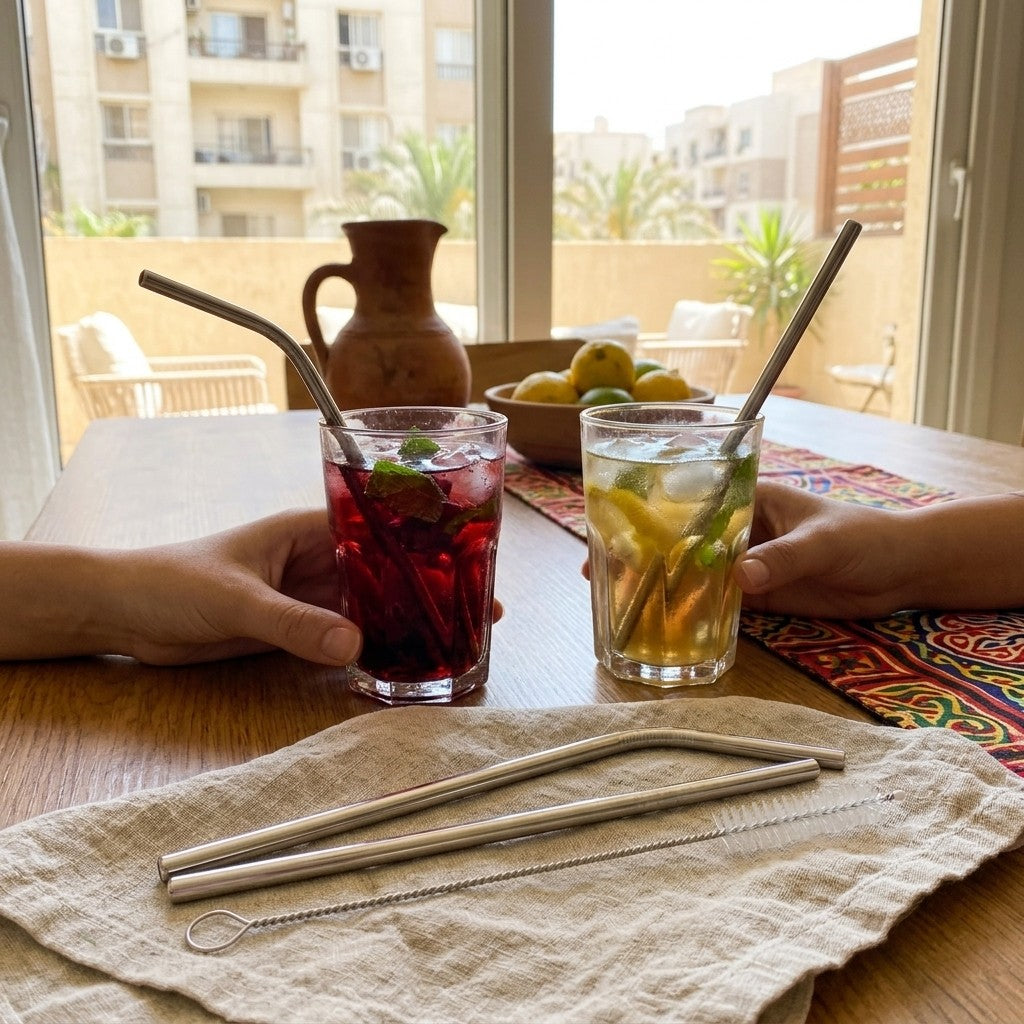 HP-AI-white Silver Sip Stainless Straw Set