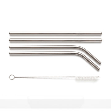 HP-AI-white Silver Sip Stainless Straw Set