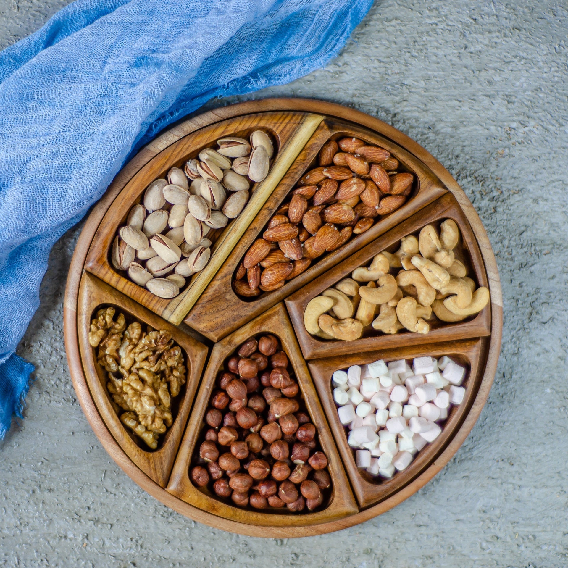 Round Nuts Wooden Platter