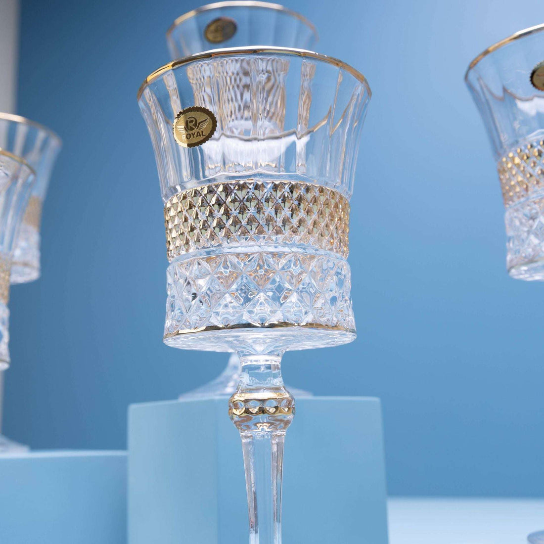 Multi-Gild Crystal Goblet Set