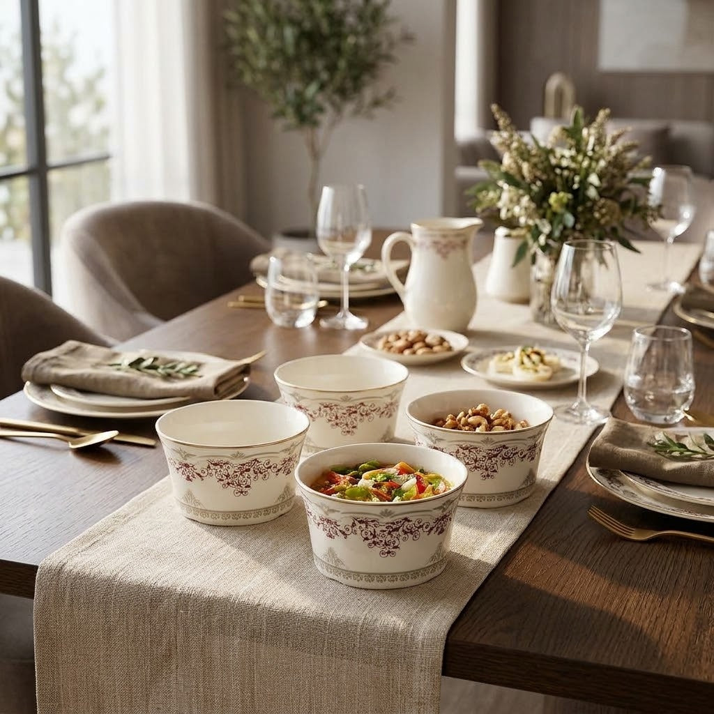 4-Pieces Burgundy Filigree Bowl