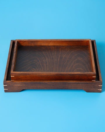 Handcrafted Wooden Duo Serving Tray Set