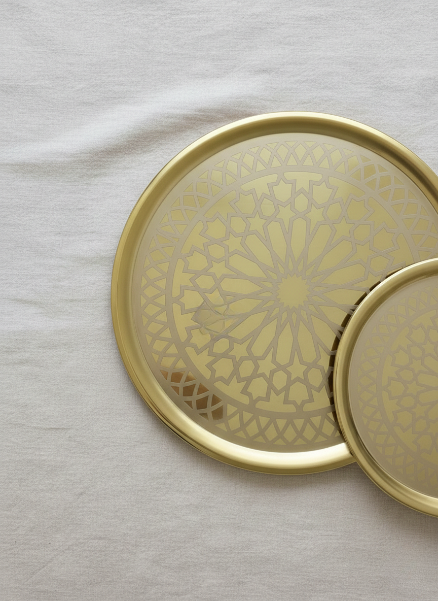 صينية تقديم أرابيسك - ذهبية