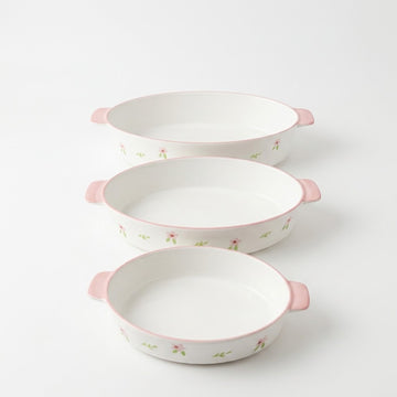3-Pieces Rose Flower Porcelain Bowl Set