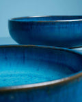 Glazed Blue Pottery  3 Pcs Pans Set