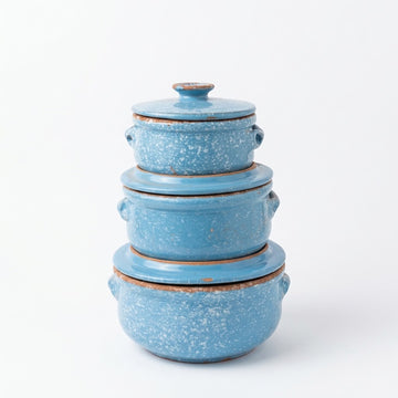 Azure Bloom Pottery Casserole