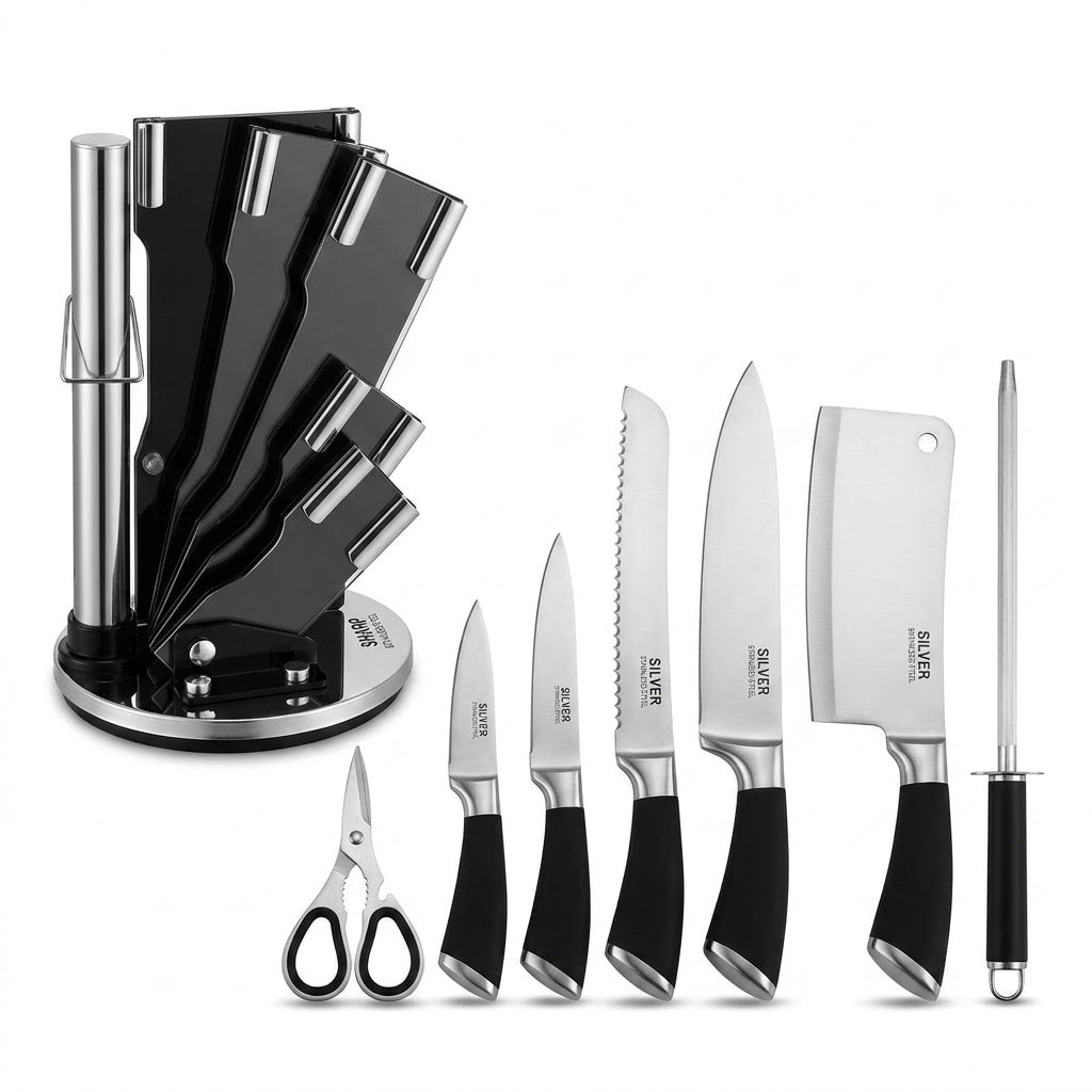 8-Piece Durable Stainless Steel Kitchen Knife Set