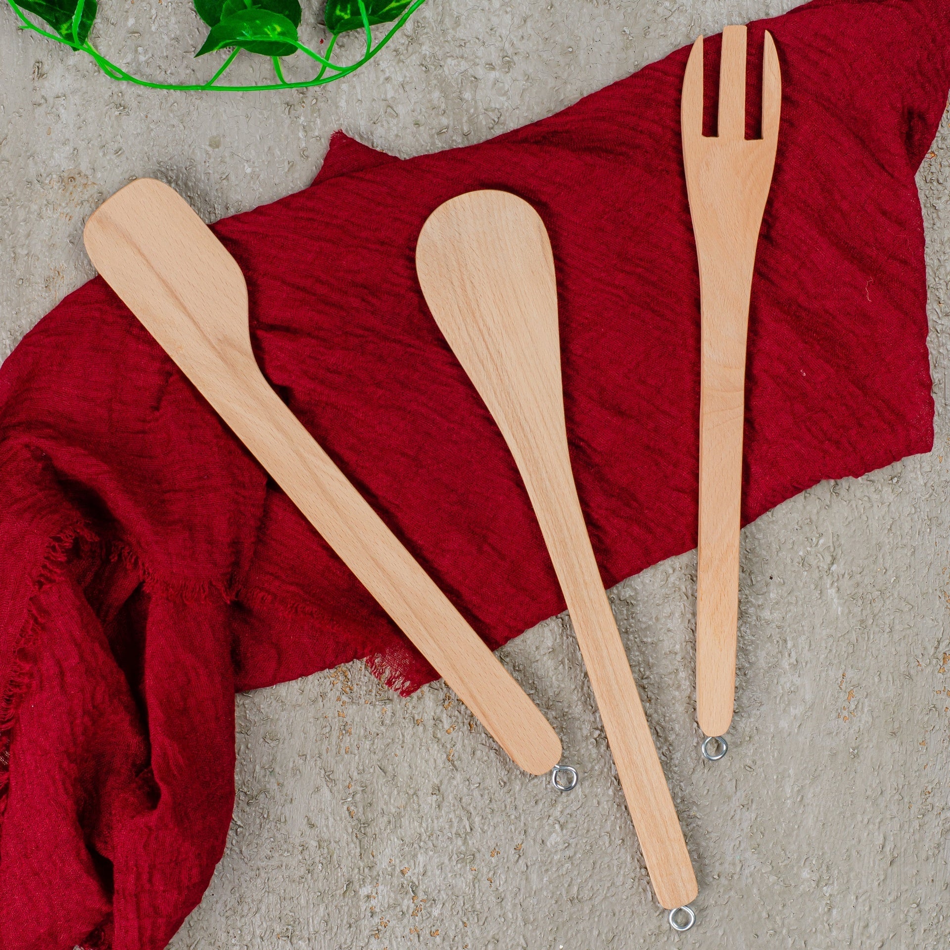 Set of 3 Wooden Cooking Utensils