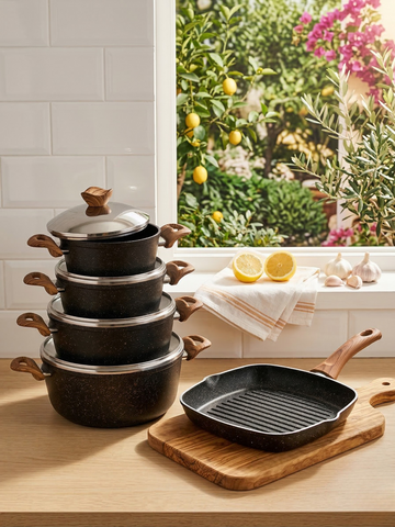 9-Pieces Terynova Granite Cookware Set