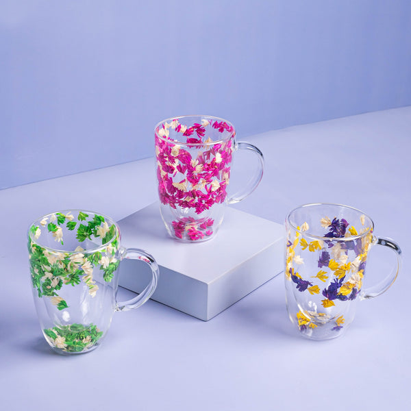 Flower Double Glass Mug