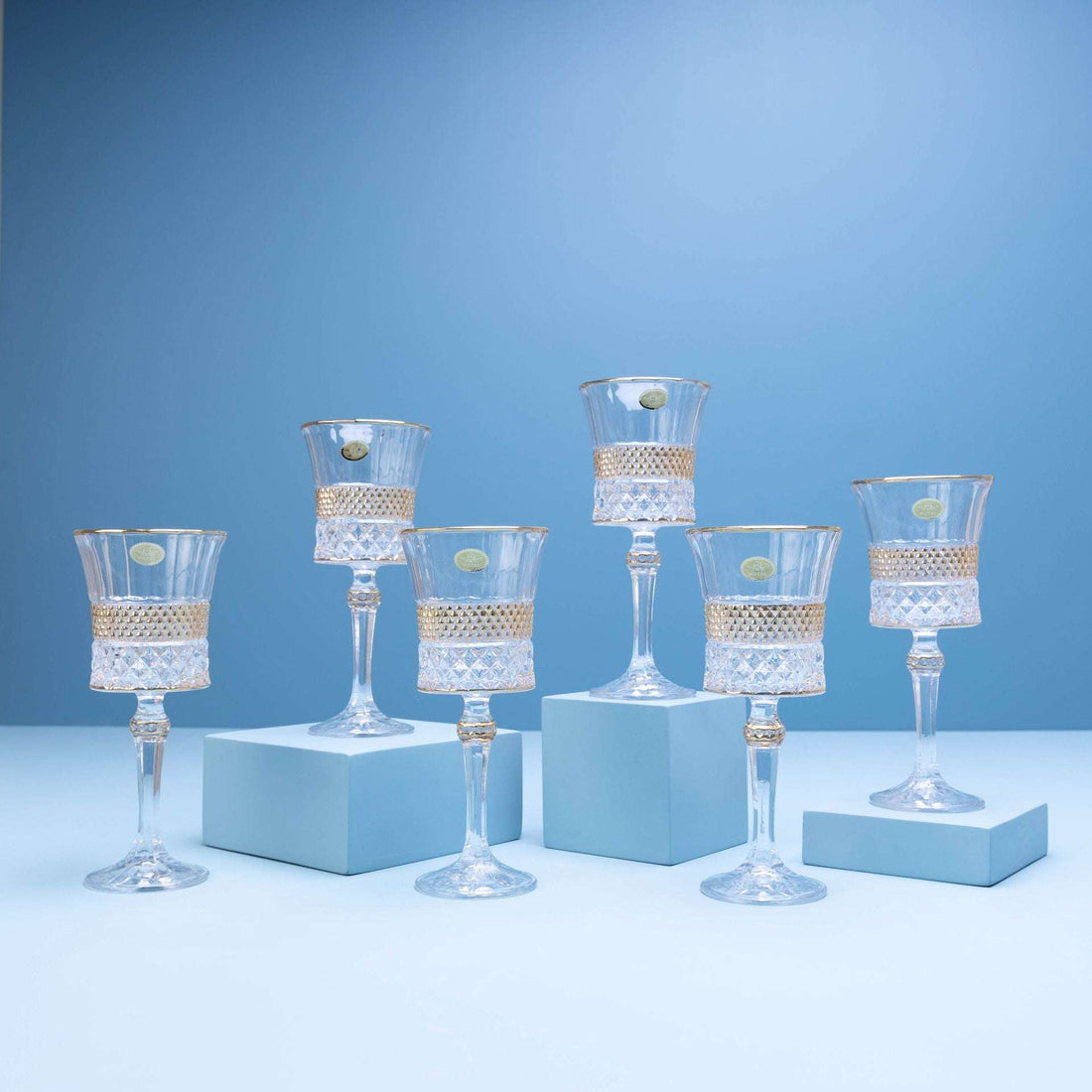 Multi-Gild Crystal Goblet Set