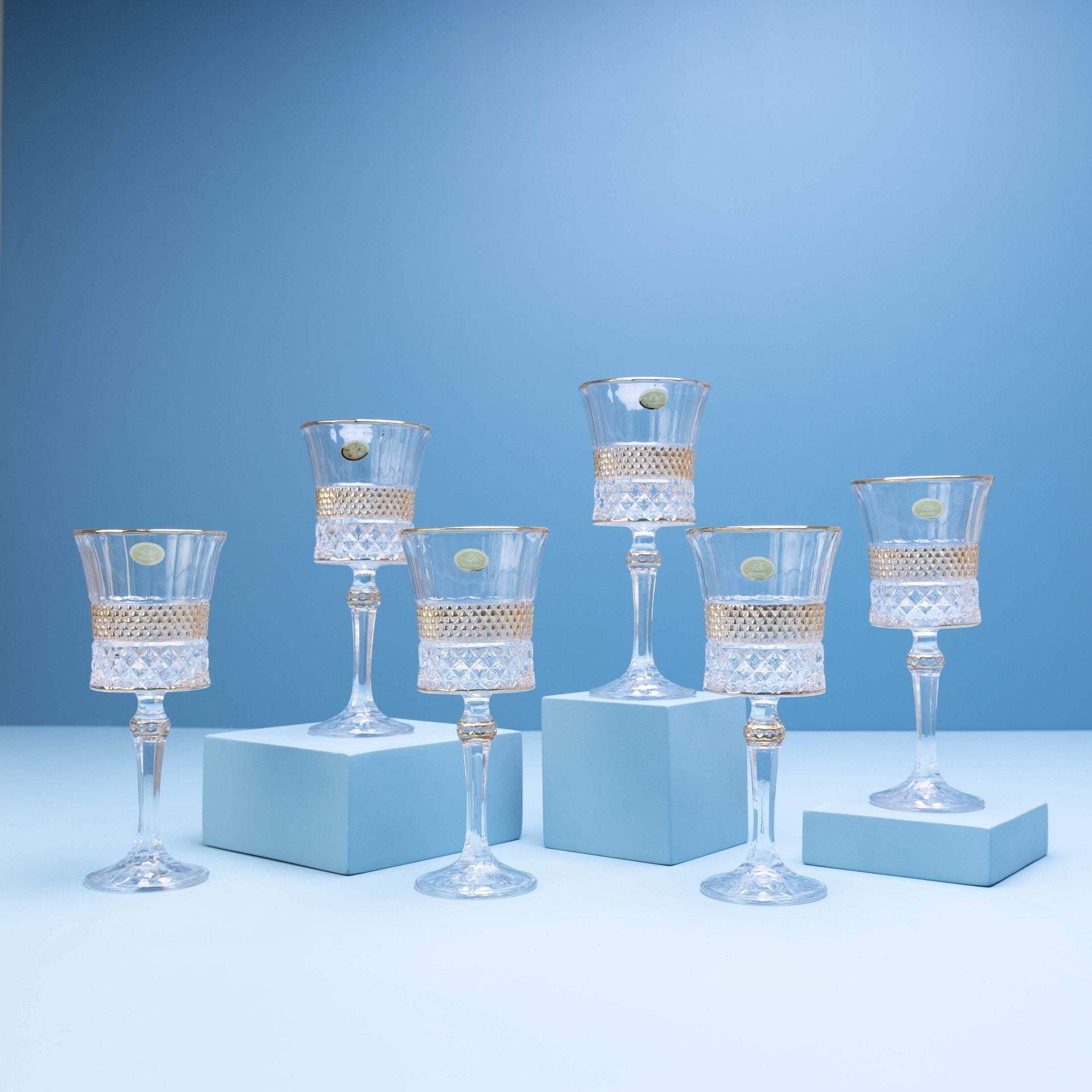 Multi-Gild Crystal Goblet Set