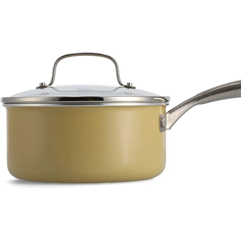 GreenLife Saucepan Set of 2 Durable Ceramic Non-Stick PFAS-Free Yellow