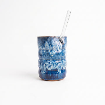 Ocean-Blue Pottery Cup