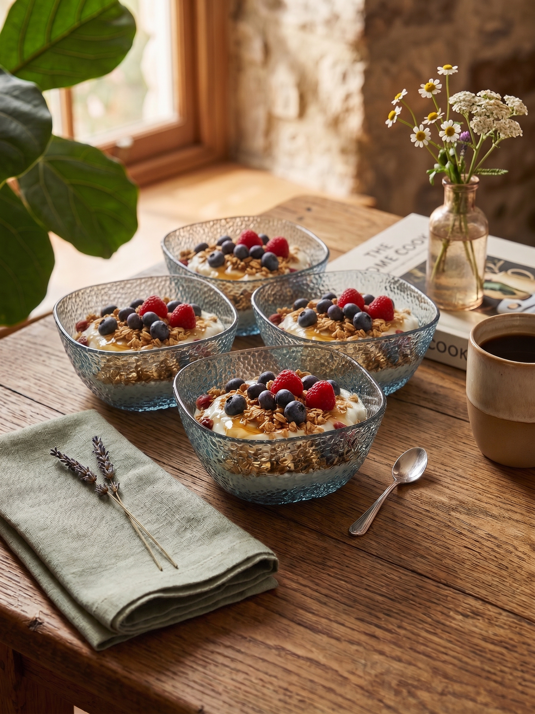 4- Pieces Fern Glass Bowls