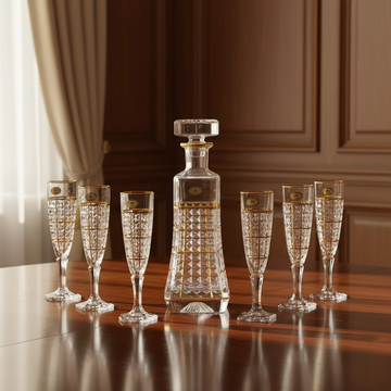 مجموعة أكواب مشبكة ذهبية