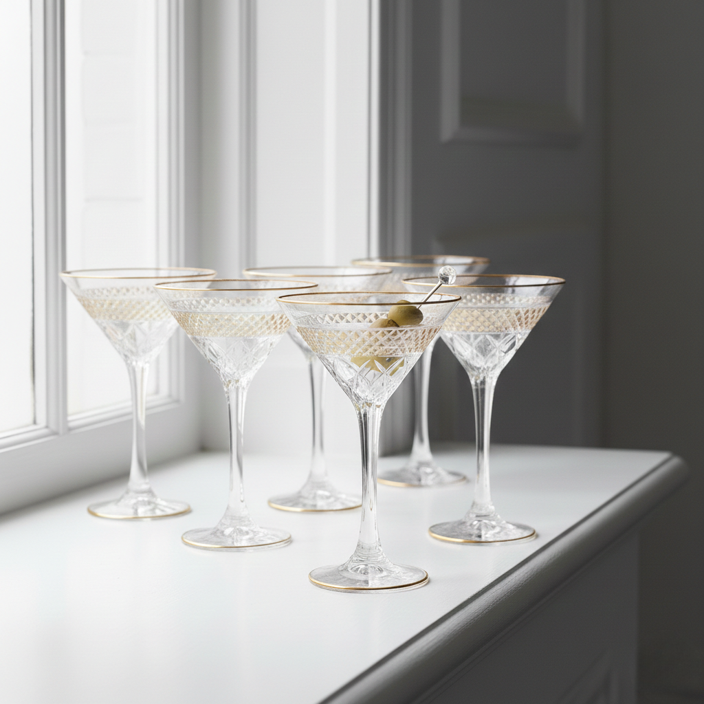 Golden Martini Glass Set