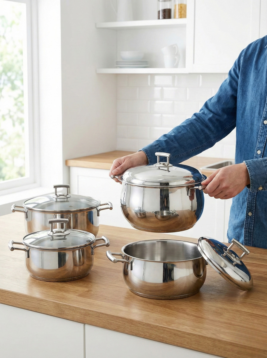 Silver Star Platinum Handle (Bombay) 10 Piece Cookware Set