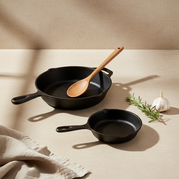 مجموعة مقالي من الحديد الزهر