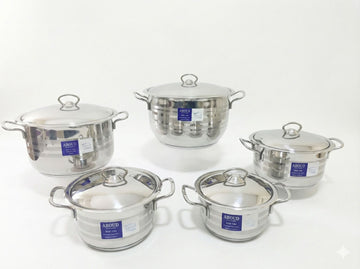 Striped Cookware Set – Steel Handles (10 Pieces)