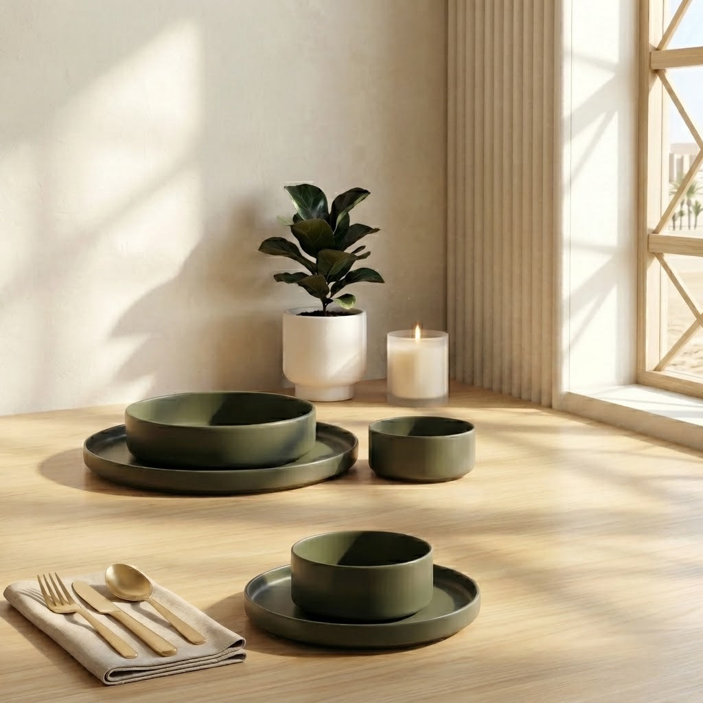 Olive Elegance Matte Dinner Set — HomePro Egypt