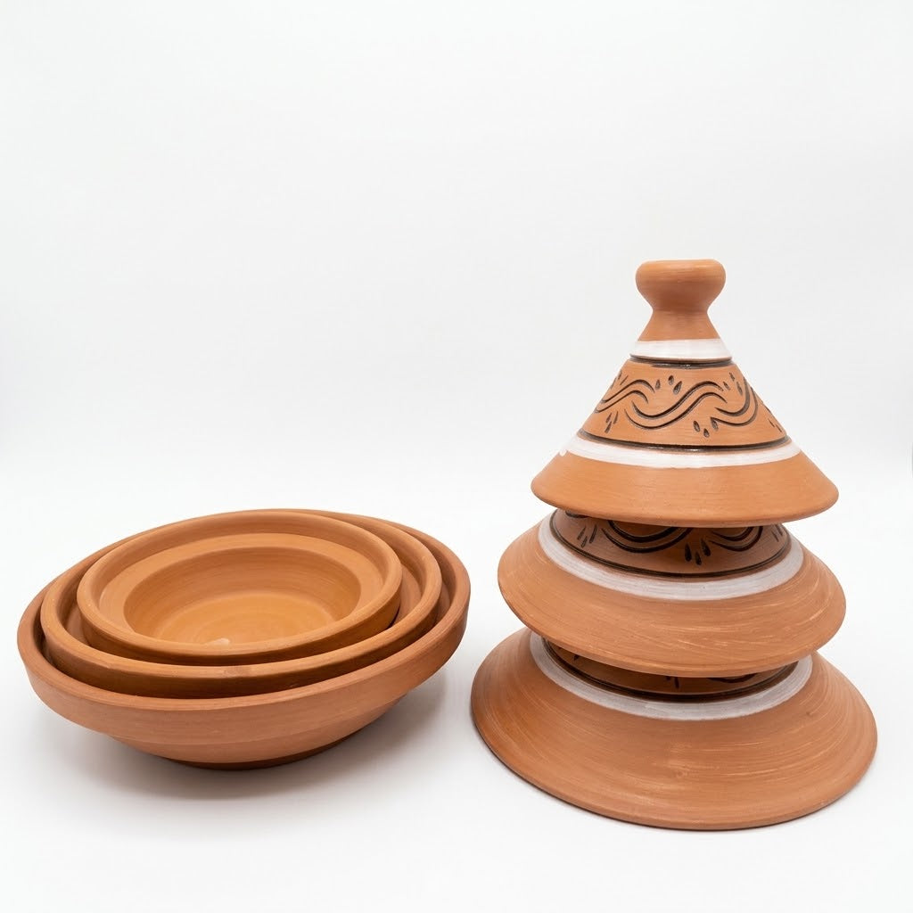 3-Piece Moroccan Pottery Tagine Set
